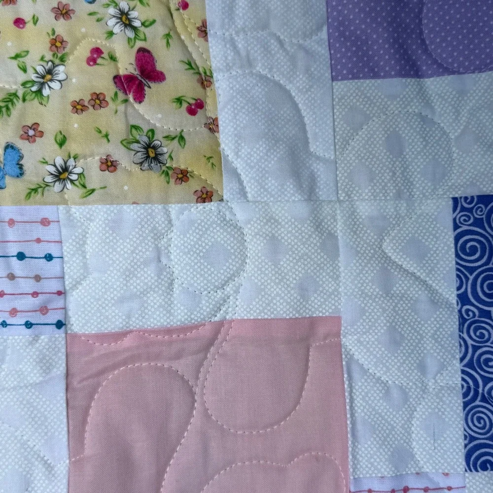 2.8 Handmade Patchwork Quilt 52x53 Teddy Bear Quilting Rainbow Pastel Throw Lap